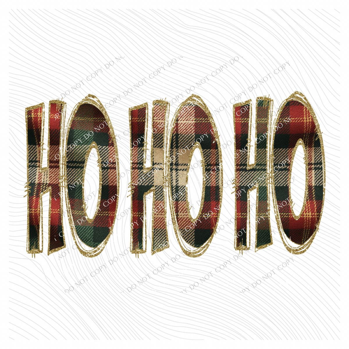 Ho Ho Ho Glitter & Plaid Digital Download, PNG
