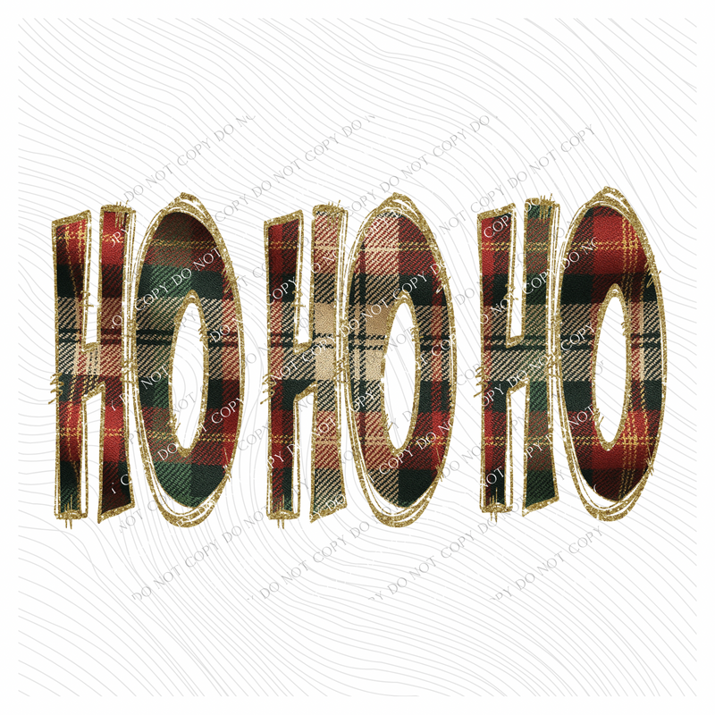 Ho Ho Ho Glitter & Plaid Digital Download, PNG