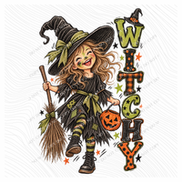 Witchy Witch Costume Vintage Sketch Digital Design, PNG