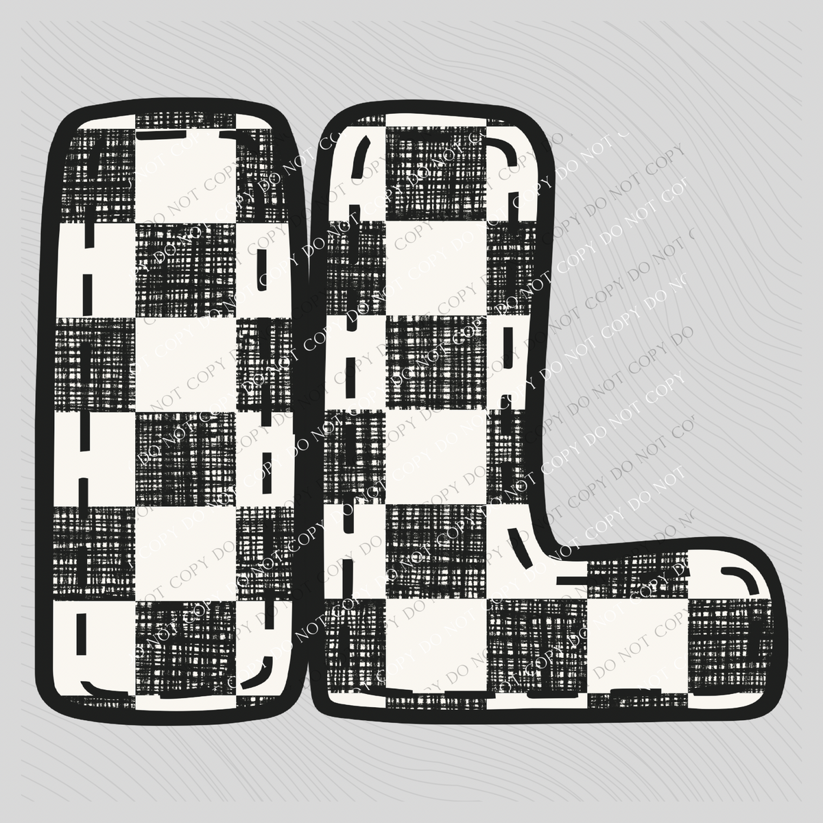 IL Illinois Bubble Stitch Distressed Checkers Black White Digital Design, PNG