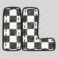 IL Illinois Bubble Stitch Distressed Checkers Black White Digital Design, PNG