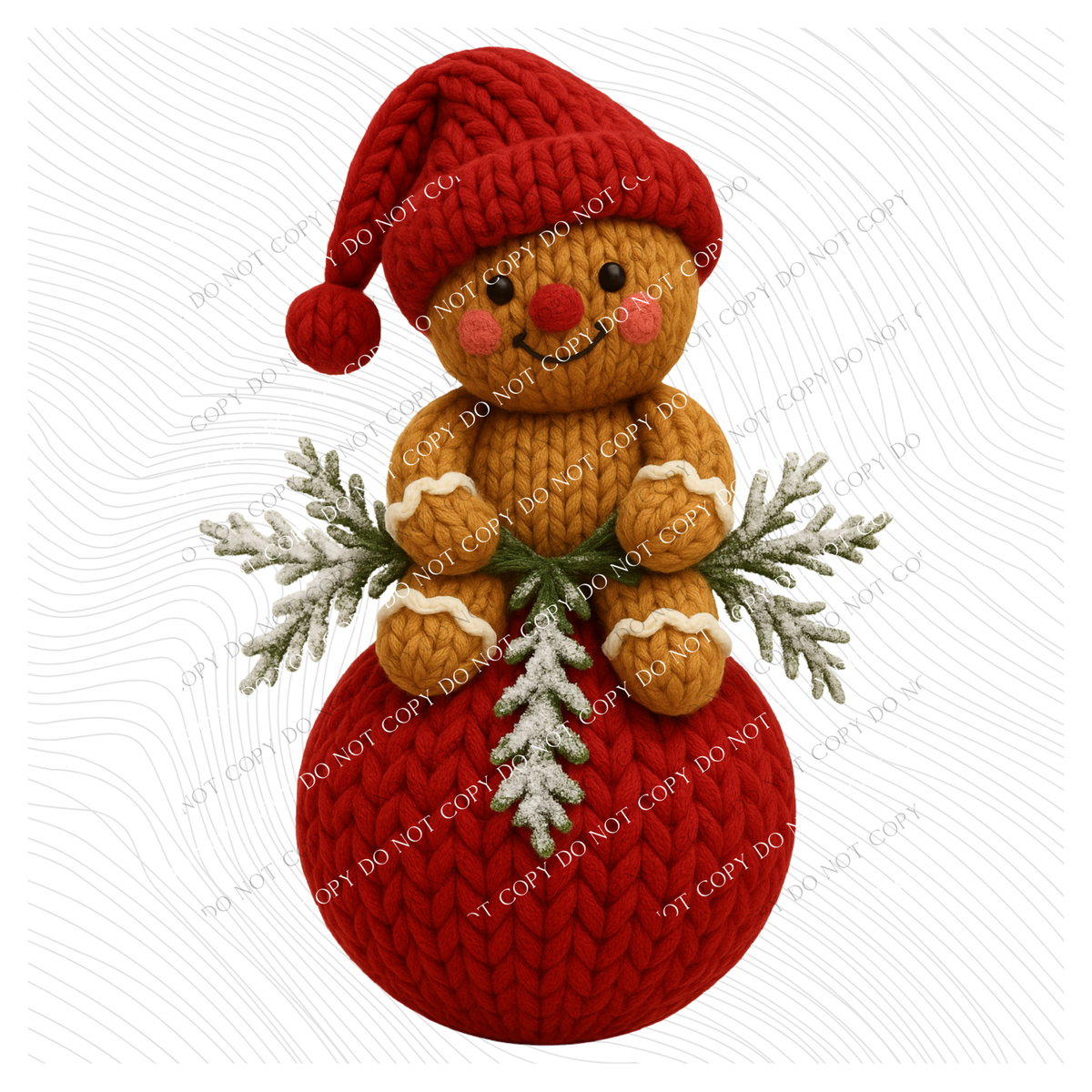 Gingerbread Girl 3D Yarn Style Christmas Digital Download, PNG