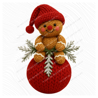Gingerbread Girl 3D Yarn Style Christmas Digital Download, PNG