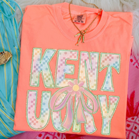 Kentucky Daisy Bows and Checkers Pastel Chalk Digital Design, PNG