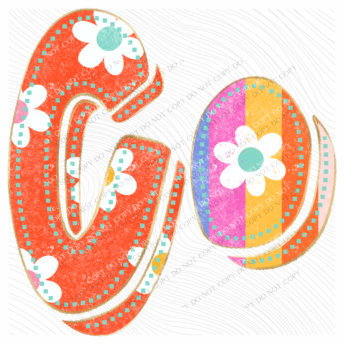CO Colorado Flower Power Distressed Doodle Digital Design, PNG