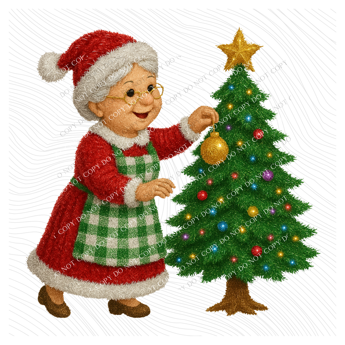 Mrs. Claus Faux Tinsel Christmas Digital Download, PNG