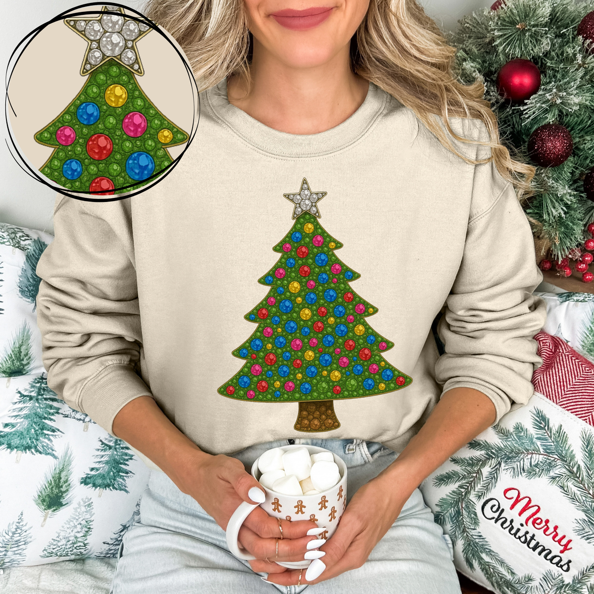 Christmas Tree Rhinestone 3D Digital Download, PNG