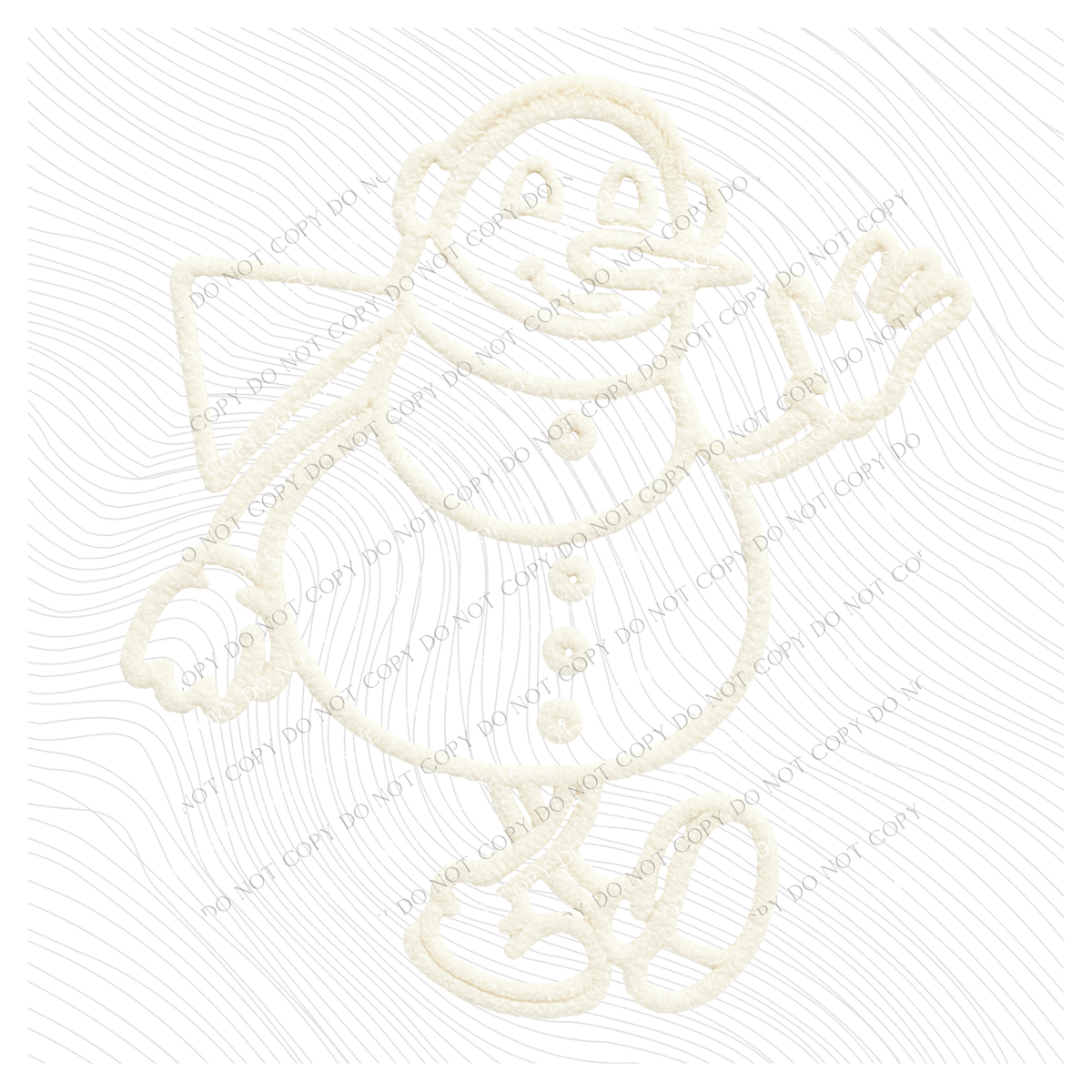 Snowman White Chenille Style Outline Digital Download, PNG
