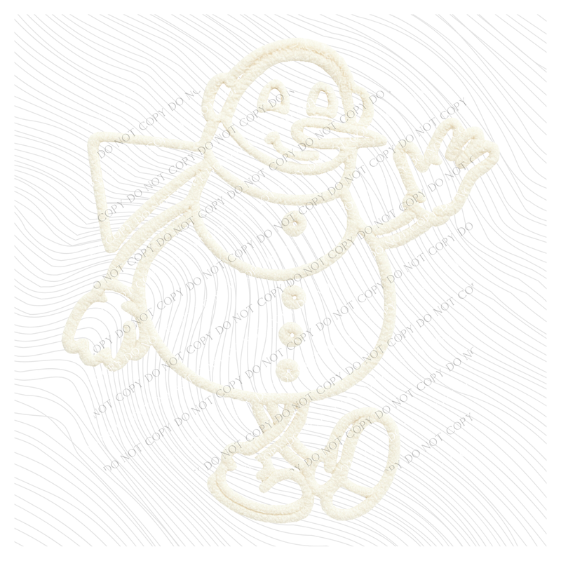 Snowman White Chenille Style Outline Digital Download, PNG