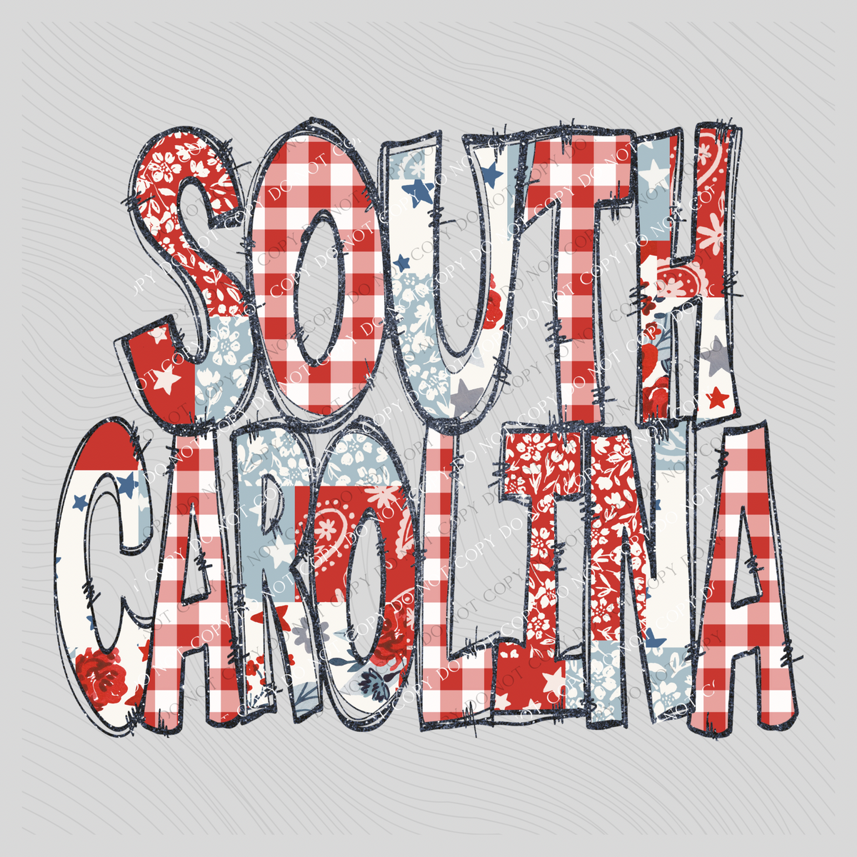 South Carolina Doodle Patch & Glitter Digital Design, PNG