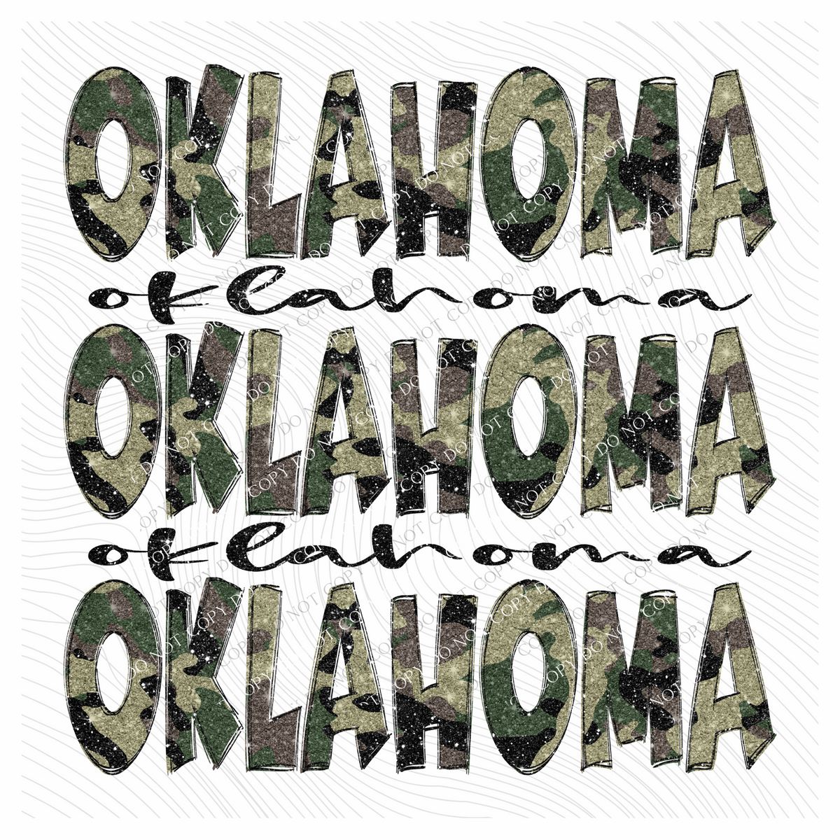 Oklahoma Camo Glitter Stacked with Glitter Script Digital Design, PNG