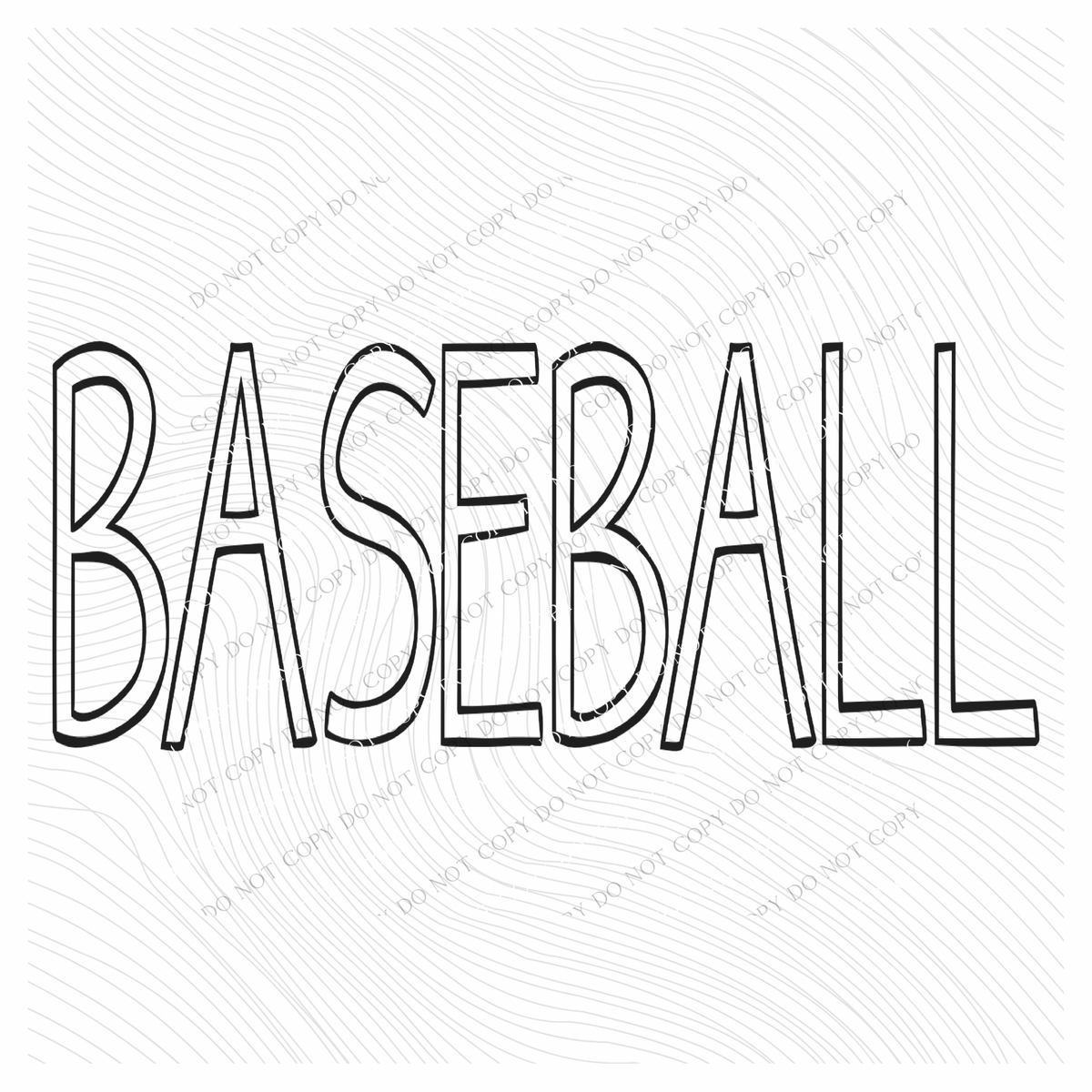 Baseball Simple Outline in Black Digital Design, PNG