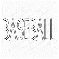 Baseball Simple Outline in Black Digital Design, PNG