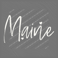 Maine Sketched Script Hearts in Off-white Digital Design, PNG