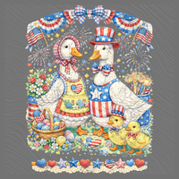 Patriotic 4th of July Gingham Goose Distressed Digital Design, PNG