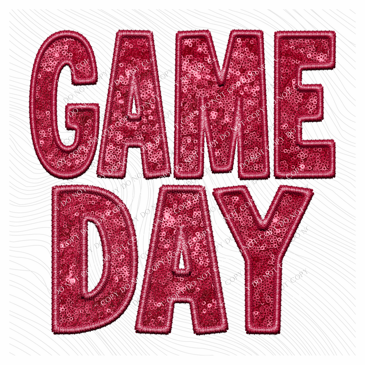 Game Day Faux Embroidery Sequin in Crimson Red Digital Design, PNG