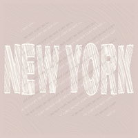 New York Scribble in Cream White Digital Design, PNG