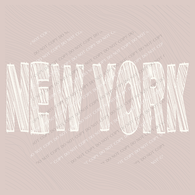 New York Scribble in Cream White Digital Design, PNG