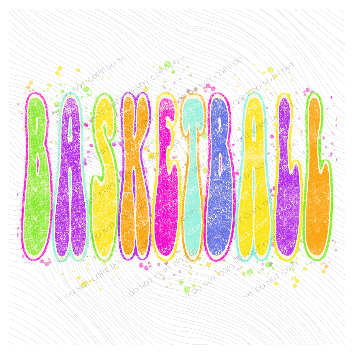Basketball Neon Chalky Splatter Digital Design, PNG