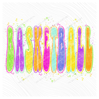 Basketball Neon Chalky Splatter Digital Design, PNG