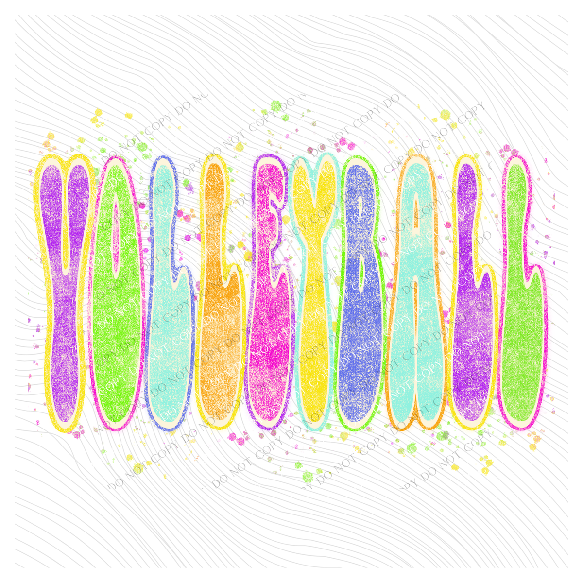 Volleyball Neon Chalky Splatter Digital Design, PNG