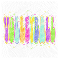 Volleyball Neon Chalky Splatter Digital Design, PNG