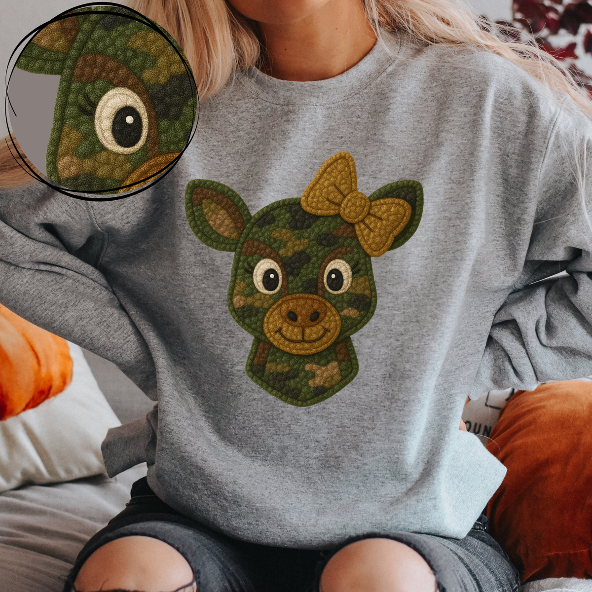 Doe Deer Camo 3D Chenille Patch Style Digital Download, PNG