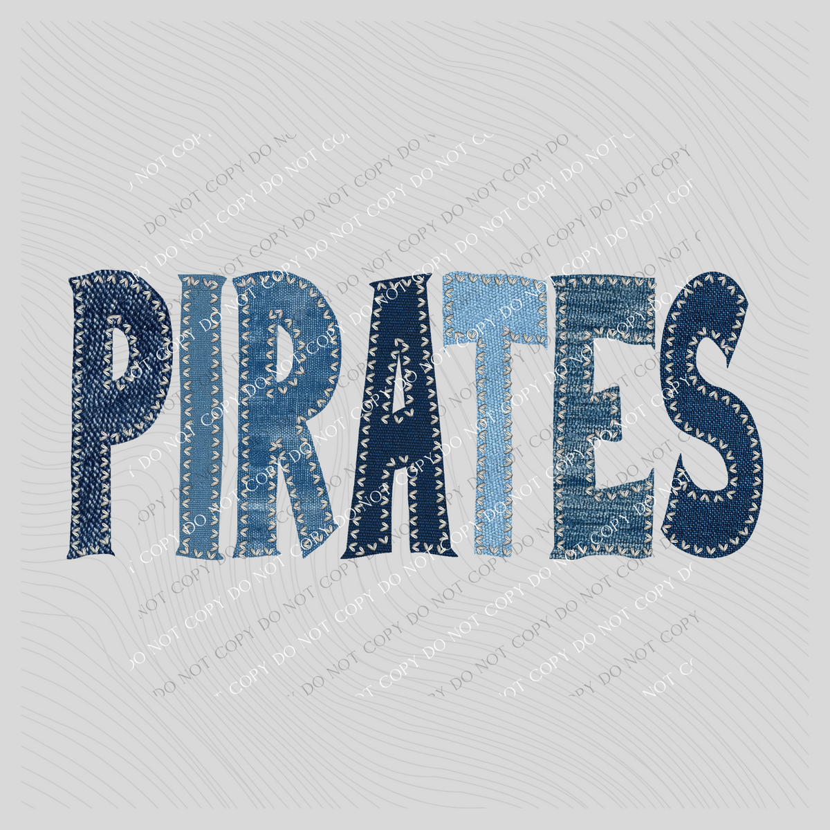 Pirates Denim Patch Stitched Digital Design, PNG
