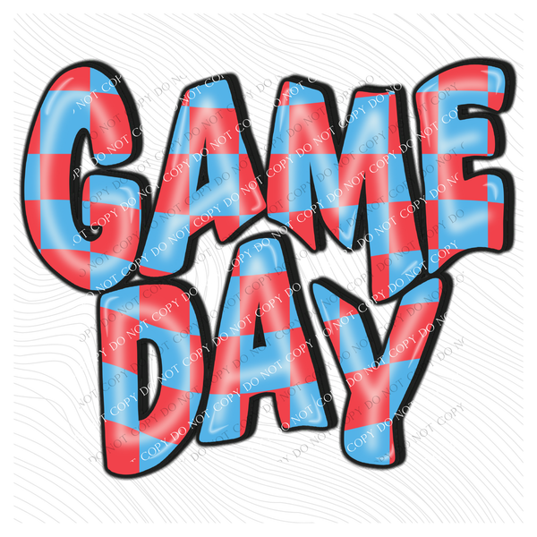 Gameday 3D Retro Wavy Checkered in Red & Blue Digital Design, PNG