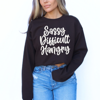 Sassy Difficult Hangry Script in Off-white Digital Design, PNG