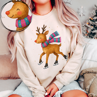 Reindeer Watercolor & Gold Speckle Digital Download, PNG