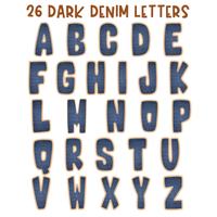 Denim & Gingham Stitched Alphabet Set | PNG Alphabet Letters Only