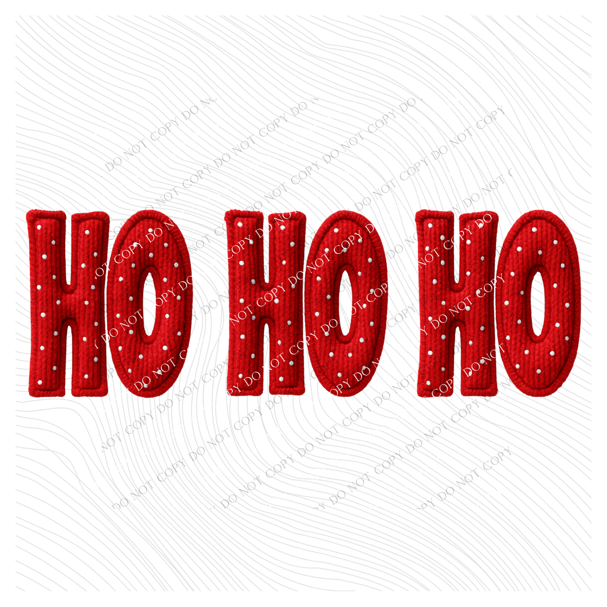 Ho Ho Ho Red Polka Dot 3D Faux Fabric Patch Digital Design, PNG