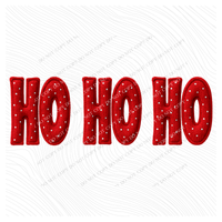Ho Ho Ho Red Polka Dot 3D Faux Fabric Patch Digital Design, PNG