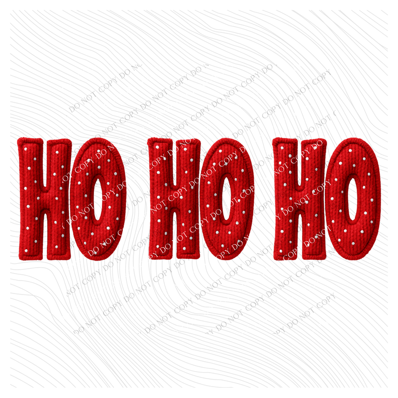 Ho Ho Ho Red Polka Dot 3D Faux Fabric Patch Digital Design, PNG