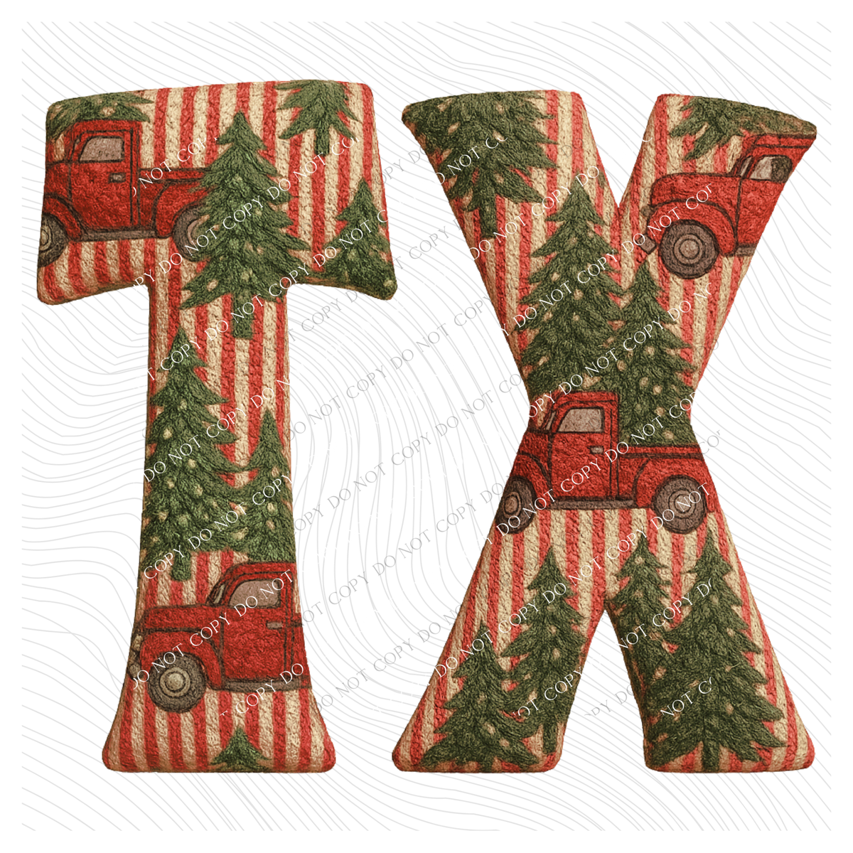 TX Texas Striped Christmas Red Truck 3D Texture Fabric Style Digital Download, PNG