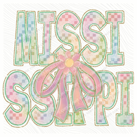 Mississippi Daisy Bows and Checkers Pastel Chalk Digital Design, PNG