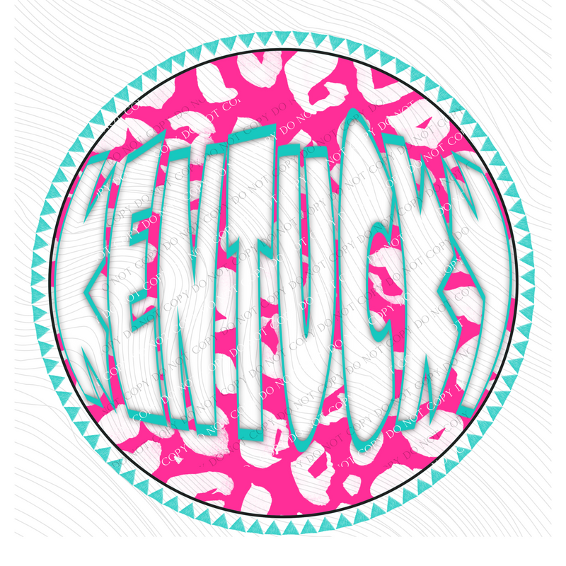 Kentucky Groovy Leopard Shadow & Non Shadow (both included) Cutout in Pink & Teal Digital Design, PNG