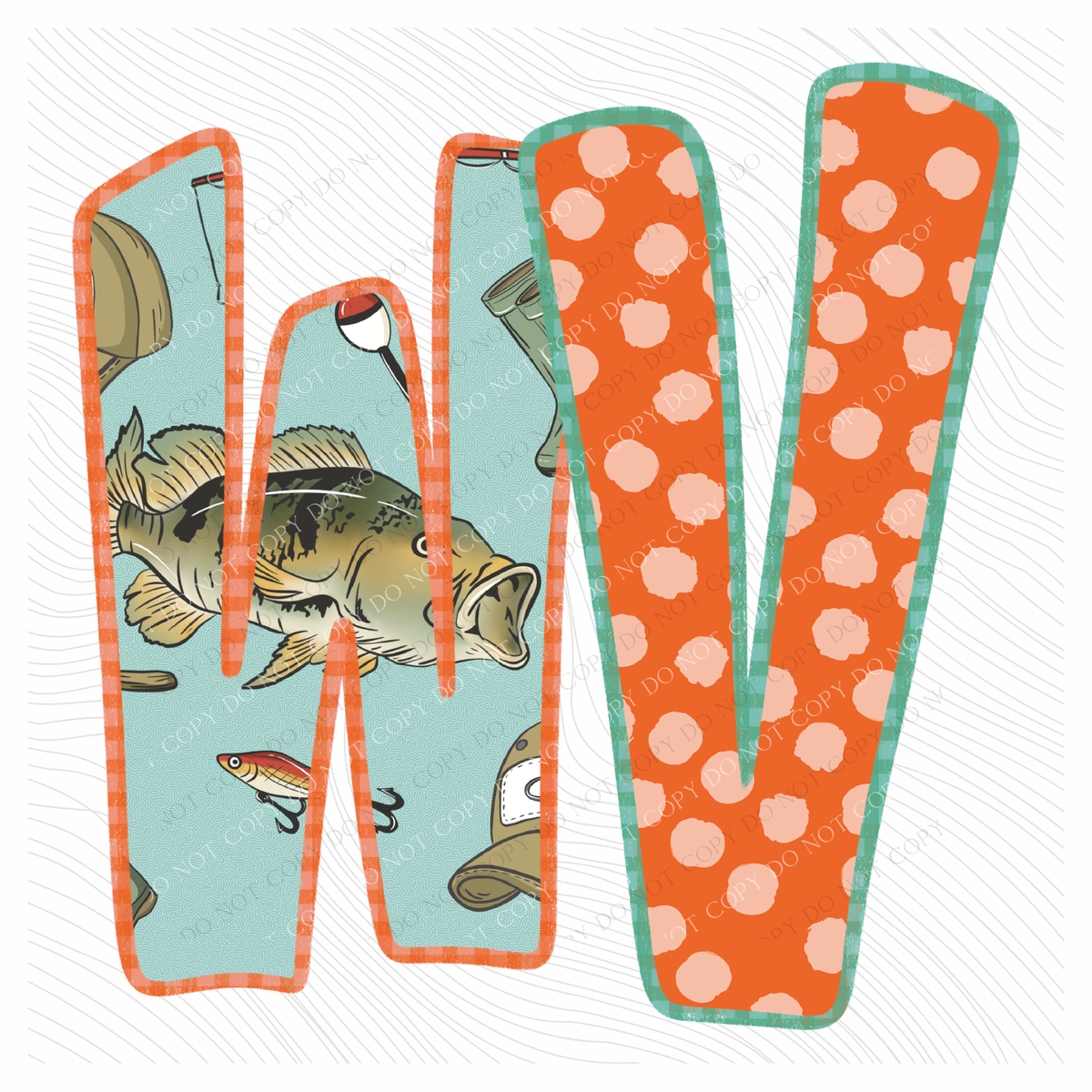 WV West Virginia Bass Fishing Polka Dot Gingham Outline Digital Design, PNG