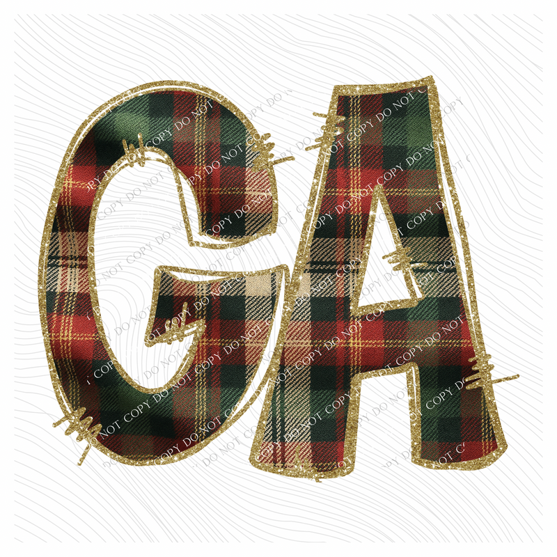 Georgia Glitter & Plaid Digital Download, PNG