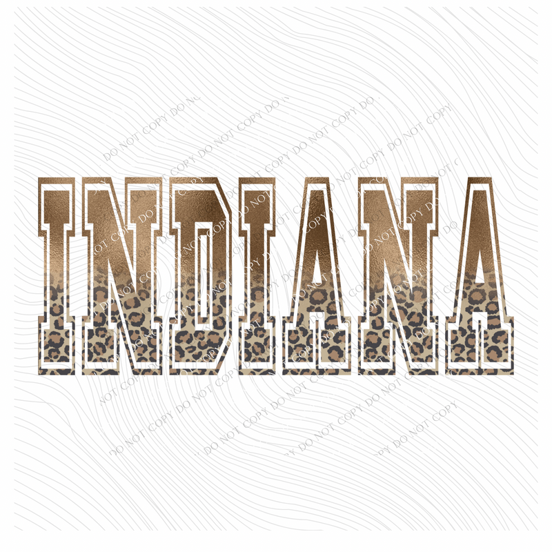 Indiana Ombre Gold Foil and Leopard Varsity Digital Design, PNG