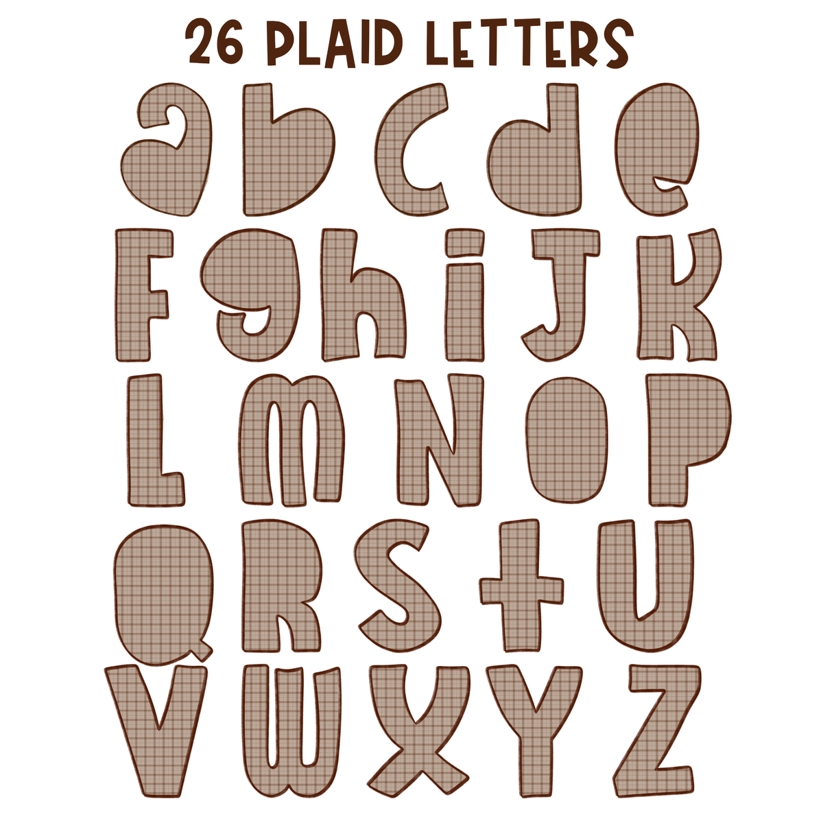 Plaid, Leopard & Dots Doodle Alphabet Set, Includes Fall Clipart! | PNG Alphabet Letters Only