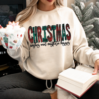 Christmas Wishes and Mistletoe Kisses Glitter & Red & Green Plaid Digital Download, PNG