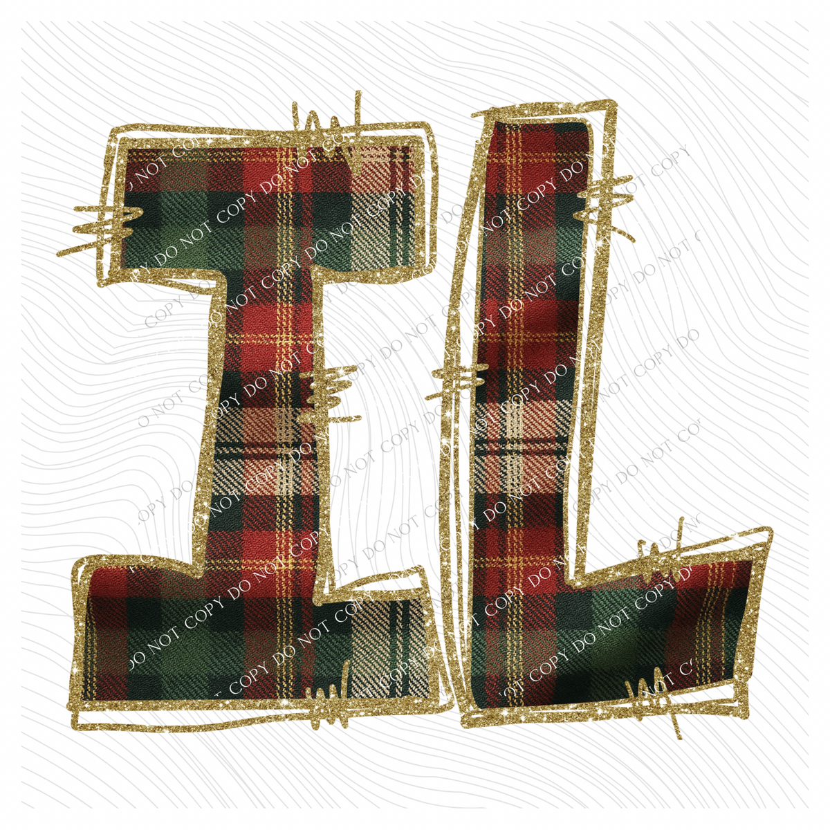 Illinois Glitter & Plaid Digital Download, PNG