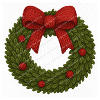 Christmas Wreath with Berries in Cute 3D Crochet Style Digital Download, PNG
