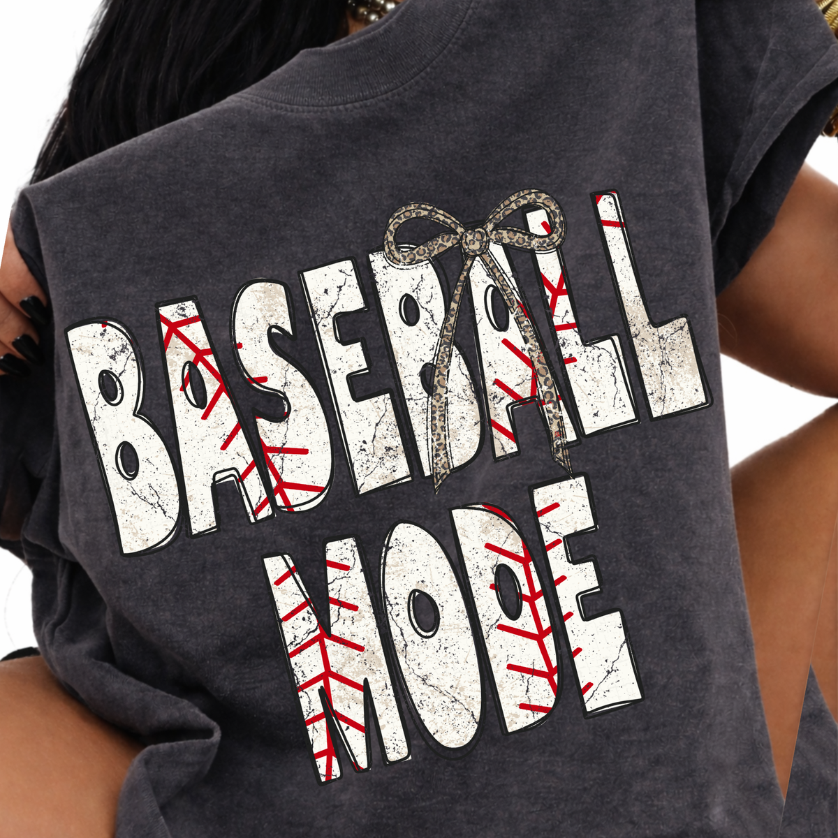 Baseball Mode  Baseball Stitch Leopard Bow Doodle Distressed Digital Design, PNG