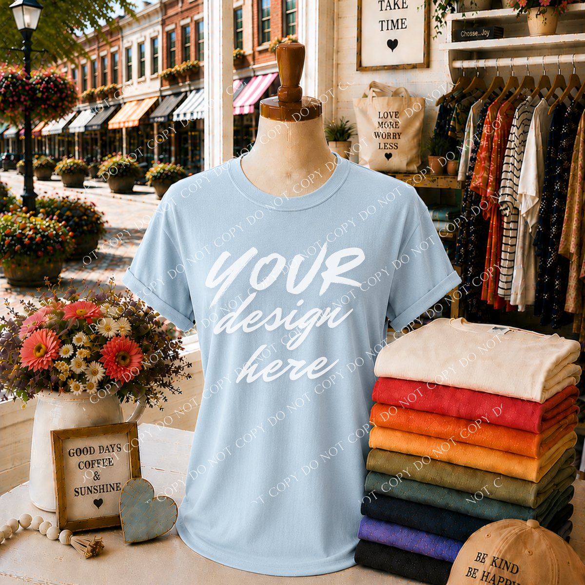 Blank Everyday Boutique Mockup, Comfort Colors 1717 Ice Blue