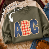 Denim & Gingham Stitched Alphabet Set | PNG Alphabet Letters Only