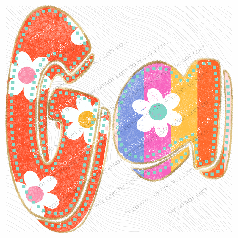 GA Georgia Flower Power Distressed Doodle Digital Design, PNG