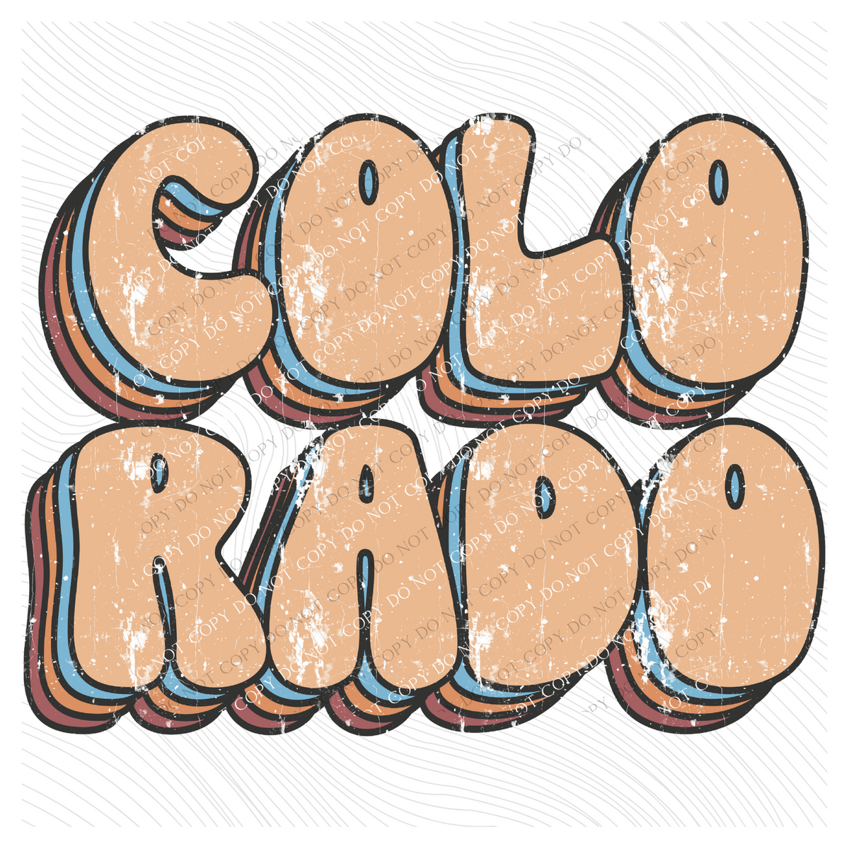 Colorado Groovy Stacked Distressed in Boho Neutrals Digital Design, PNG